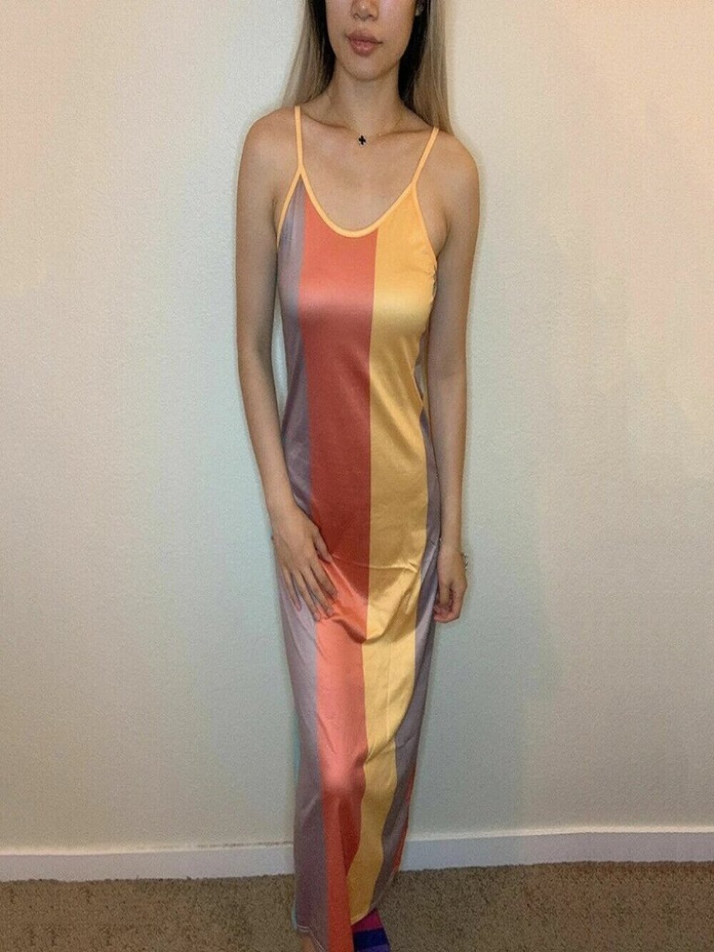 ON SALE!! Summer Rainbow Maxi Dress Ladies Boho Holiday Beach Party Sundress